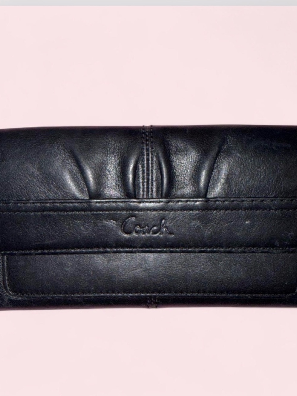 Coach Black Leather Continental Clutch Wallet